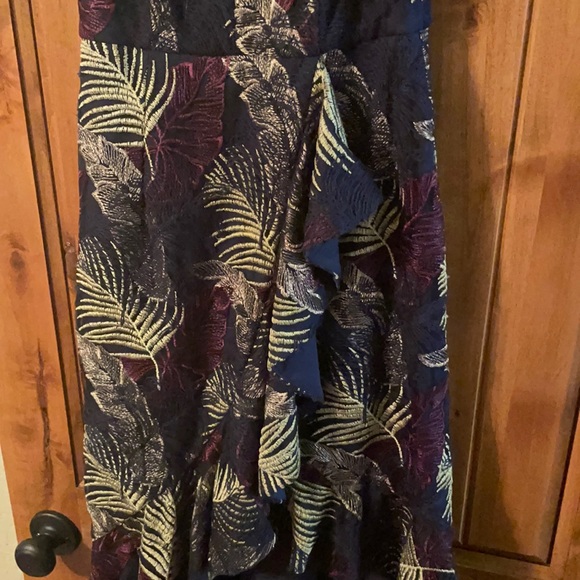 Aidan mattox asymmetrical flamenco inspired tropical leaf stitch dress - Picture 3 of 6